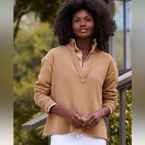$298 Frank & Eileen SweaterWomens Small S Brown Beige Tan Pullover Vneck Classic